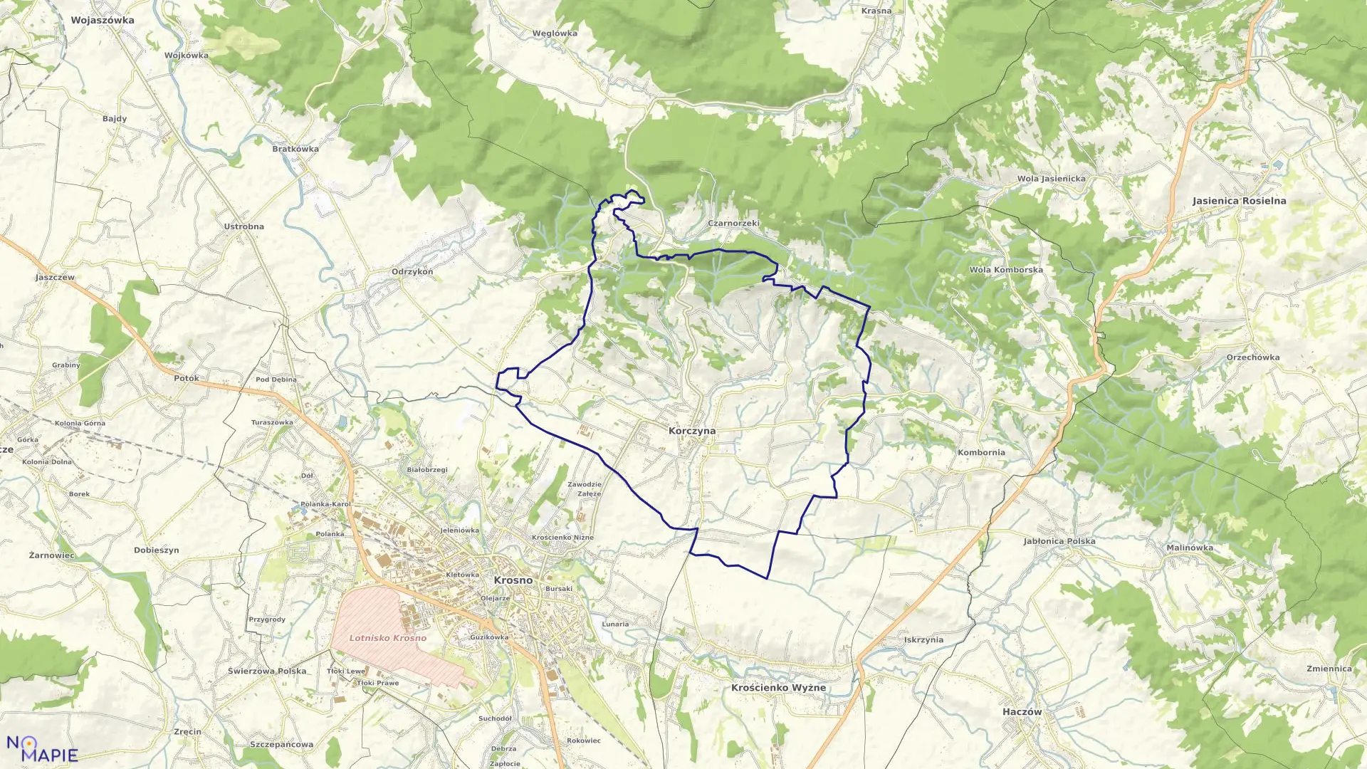 Mapa obrębu Korczyna w gminie Korczyna